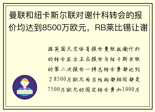 曼联和纽卡斯尔联对谢什科转会的报价均达到8500万欧元，RB莱比锡让谢什科自己选择未来
